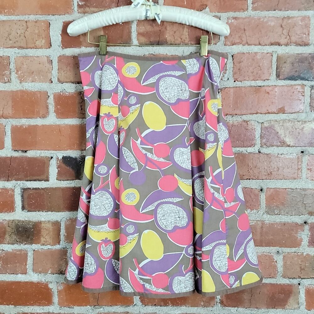Boden 100% cotton fruit print flare‎ skirt 10R